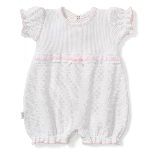 Paty Knit Baby Girl Bubble with Eyelet Trim