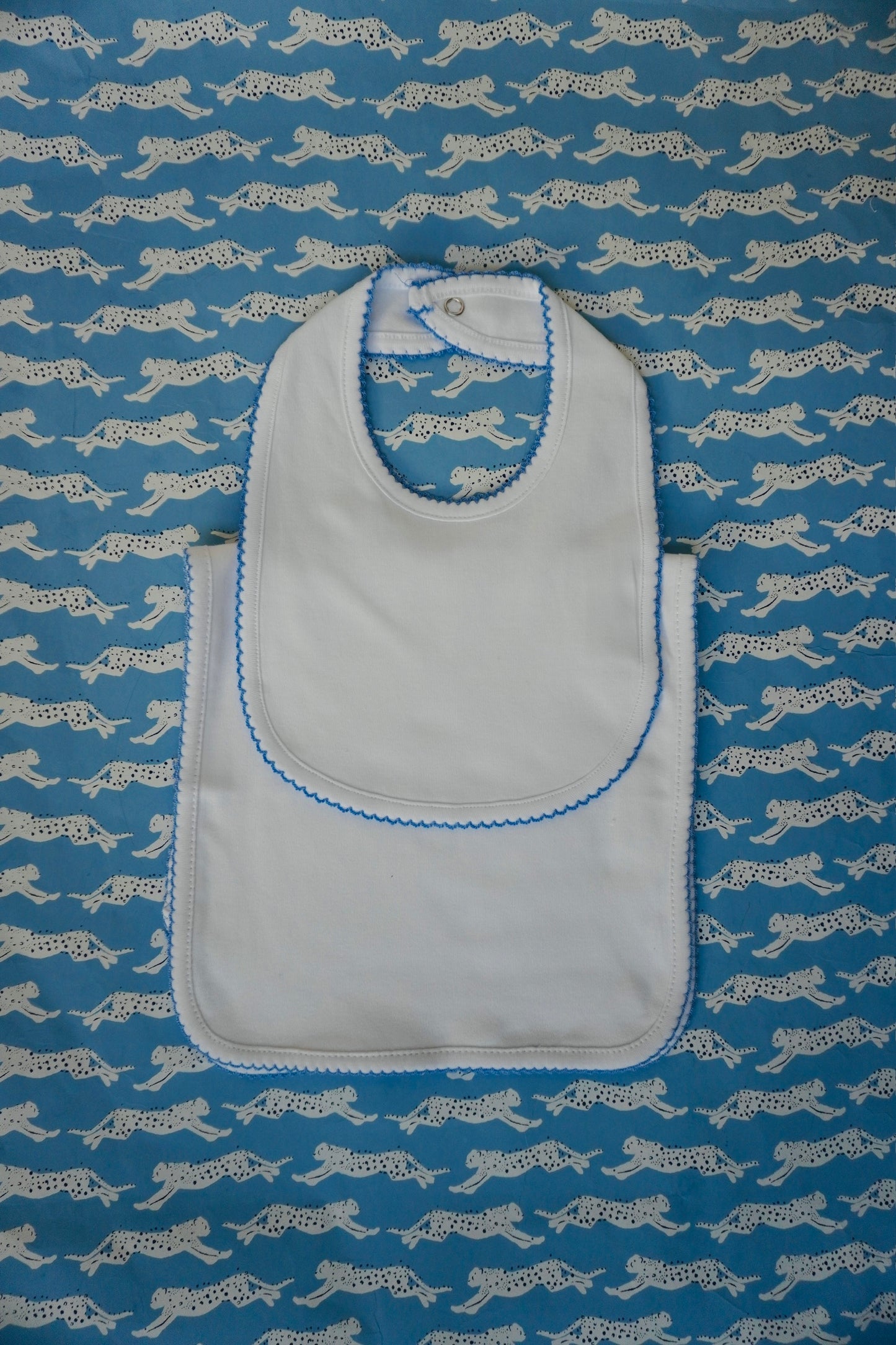 Picot Trim Bib and Burp Cloth Set - Custom Embroidery