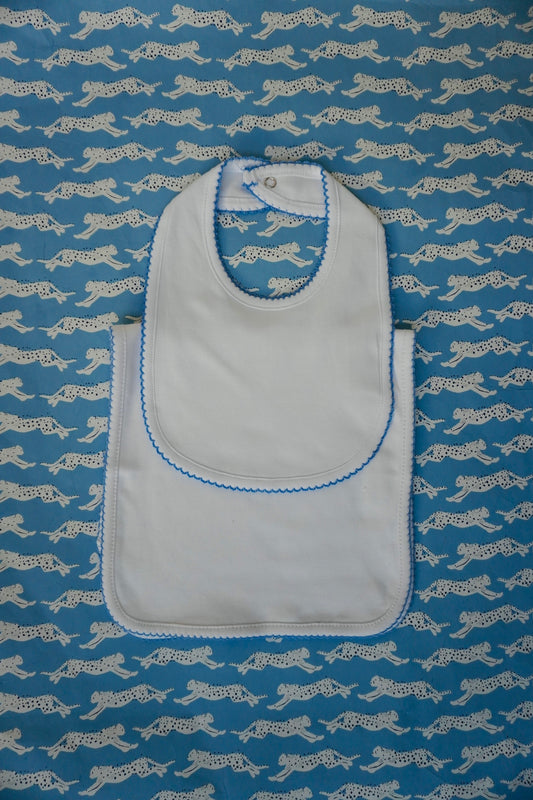 Picot Trim Bib and Burp Cloth Set - Custom Embroidery