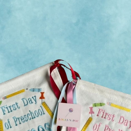 First Day of School embroidered banner — as seen on Instagram