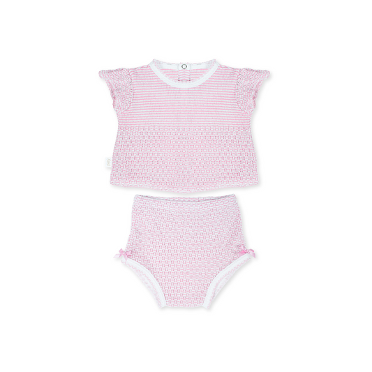 Paty Knit Flutter Sleeve Diaper Set with Bows