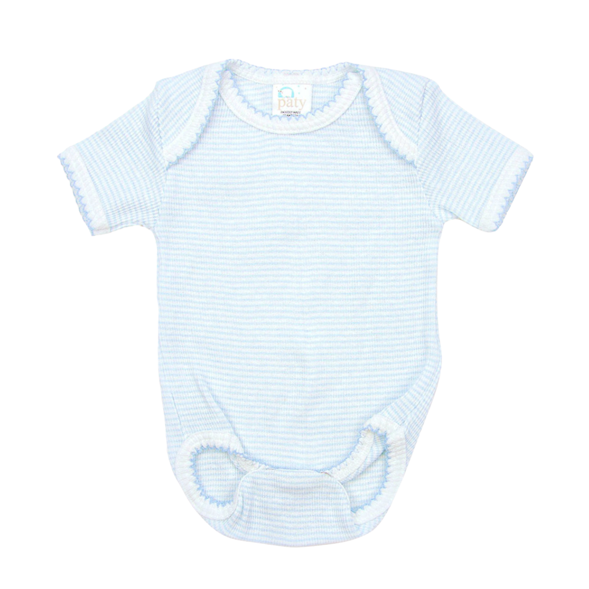 Paty Knit Short Sleeve Baby Bodysuit – Classic Lap Shoulder Onesie in Solid Colors