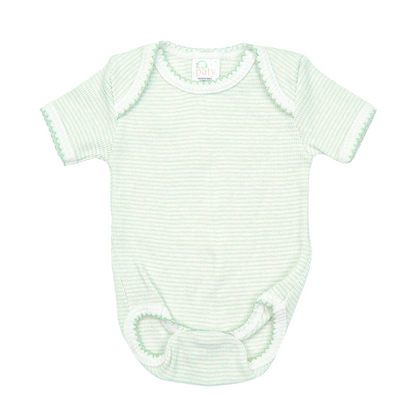 Paty Knit Short Sleeve Baby Bodysuit – Classic Lap Shoulder Onesie in Solid Colors