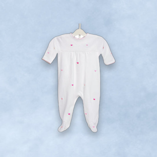 Baby Josie Heart Cotton Knit Footie - Blue
