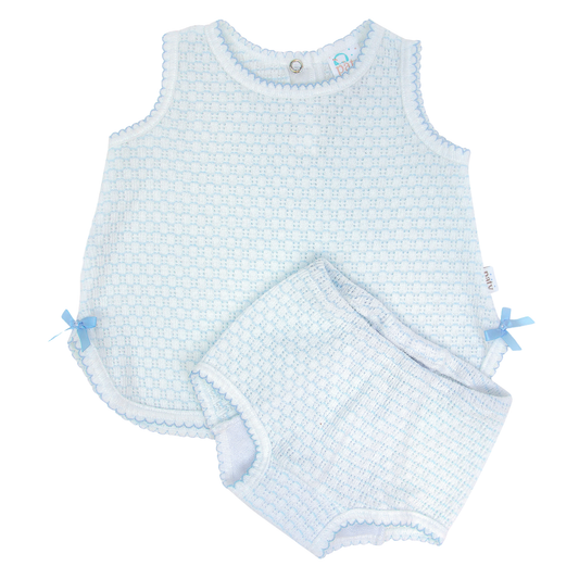 Paty Knit Pinstripe Sleeveless Diaper Set