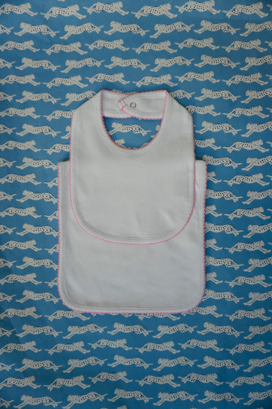 Picot Trim Bib and Burp Cloth Set - Custom Embroidery