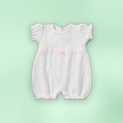 Paty Knit Baby Girl Bubble with Eyelet Trim