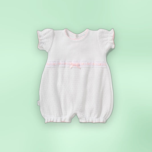 Paty Knit Baby Girl Bubble with Eyelet Trim
