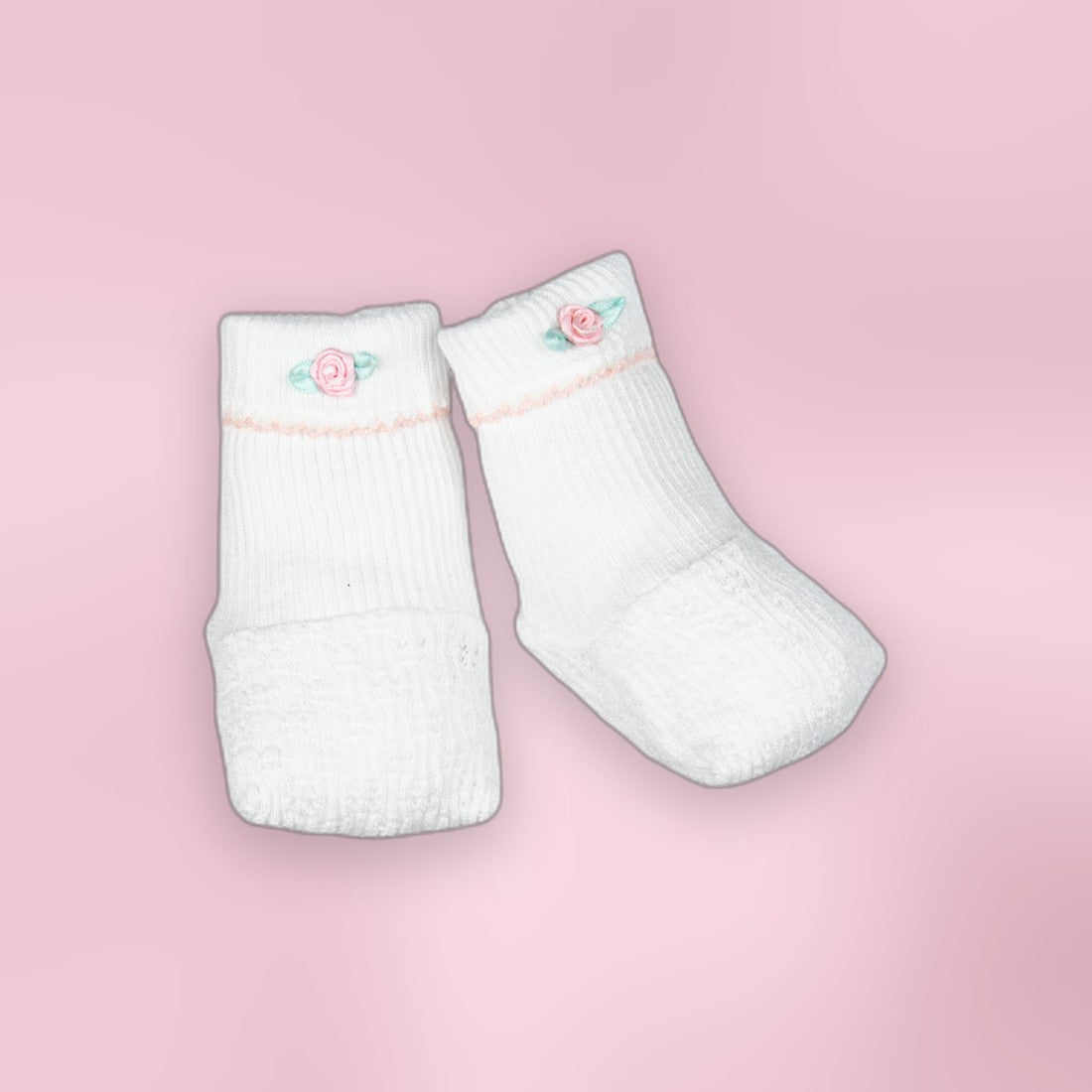 Paty Knit Booties with Rosettes