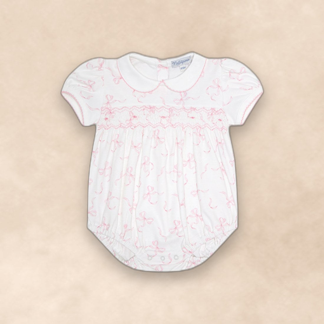 Charming Bows Print Smocked Bubble