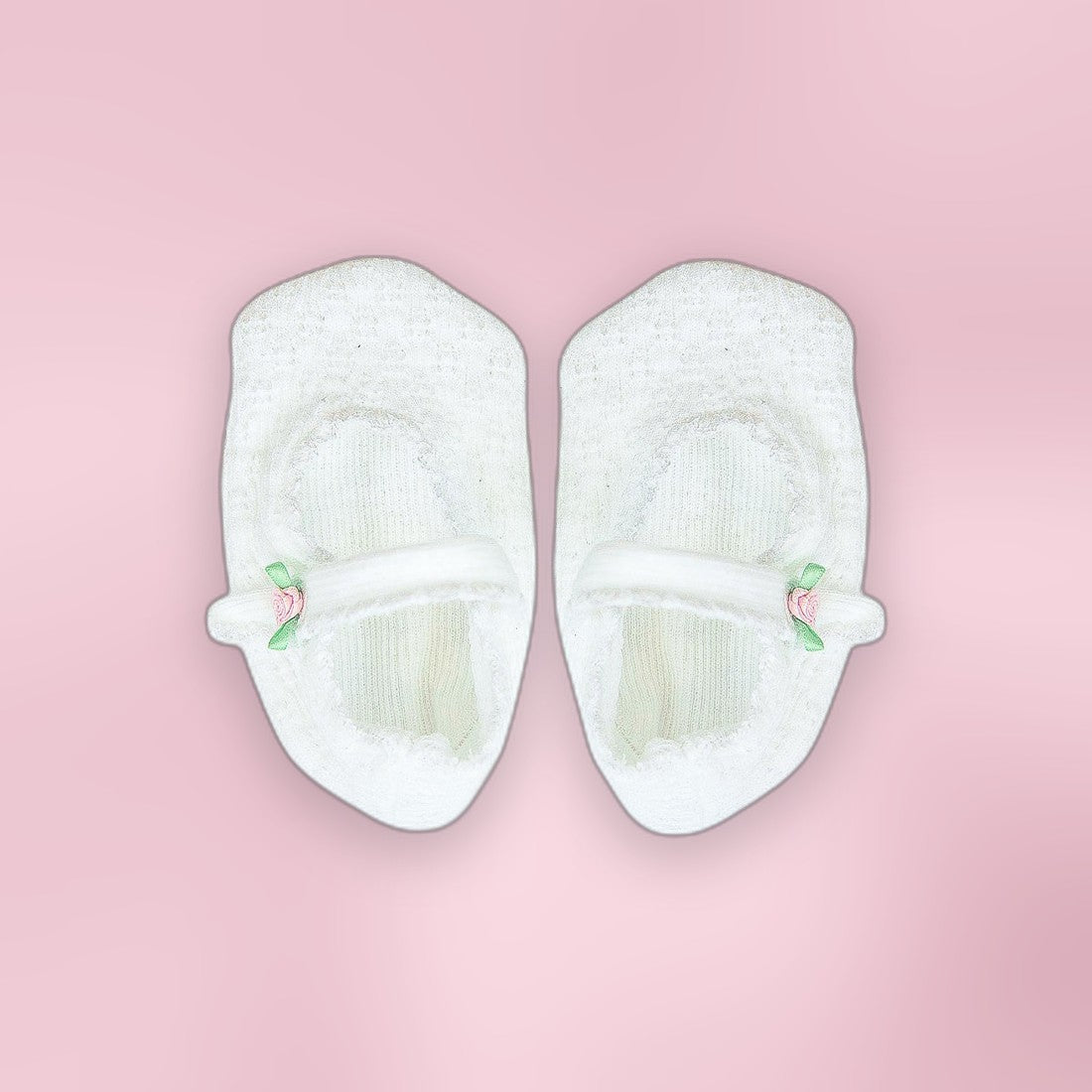 Paty Knit Crib Shoes with Rosettes