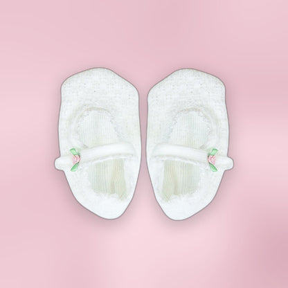 Paty Knit Crib Shoes with Rosettes