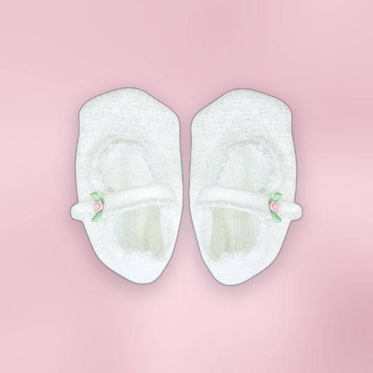 Paty Knit Crib Shoes with Rosettes