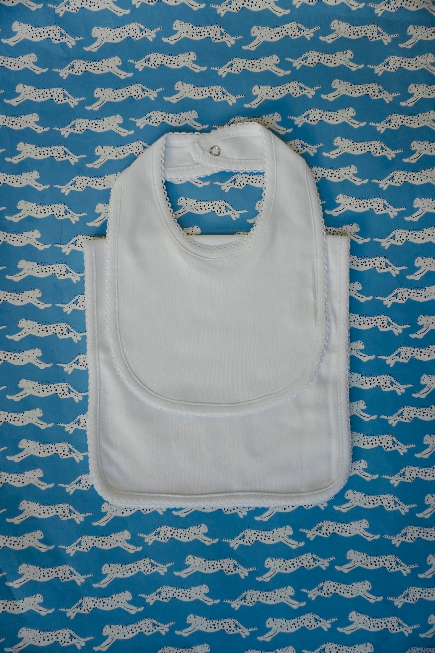 Picot Trim Bib and Burp Cloth Set - Custom Embroidery
