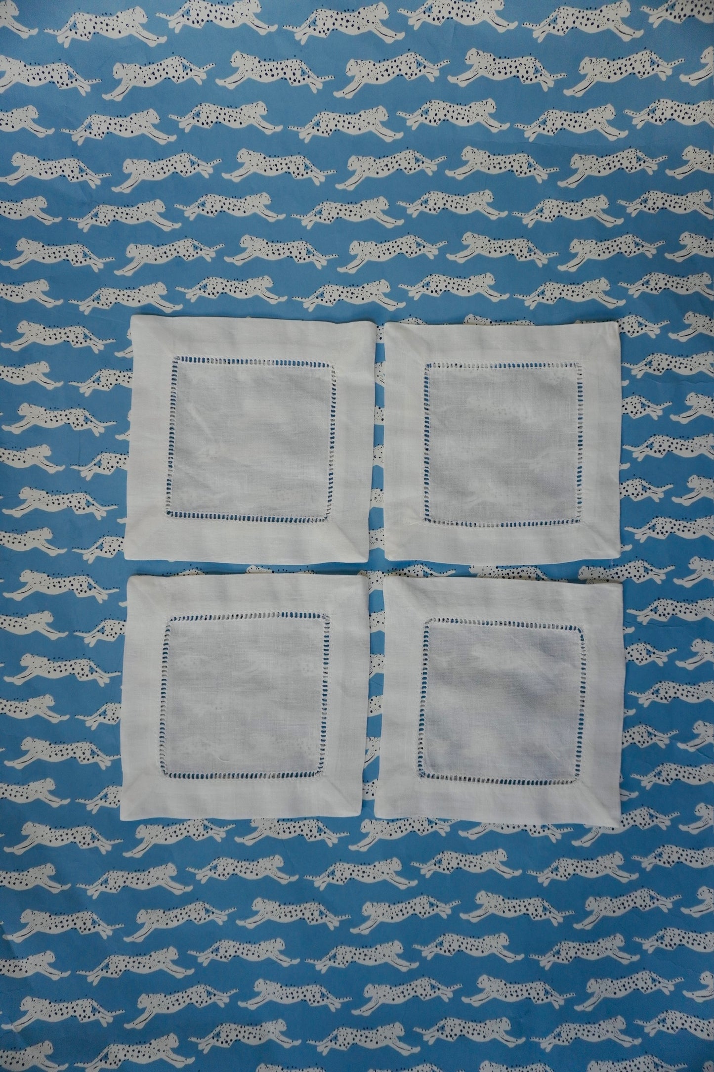 Ladder Hemstitch Linen Cocktail Napkins (Set of 4) - Custom Embroidery
