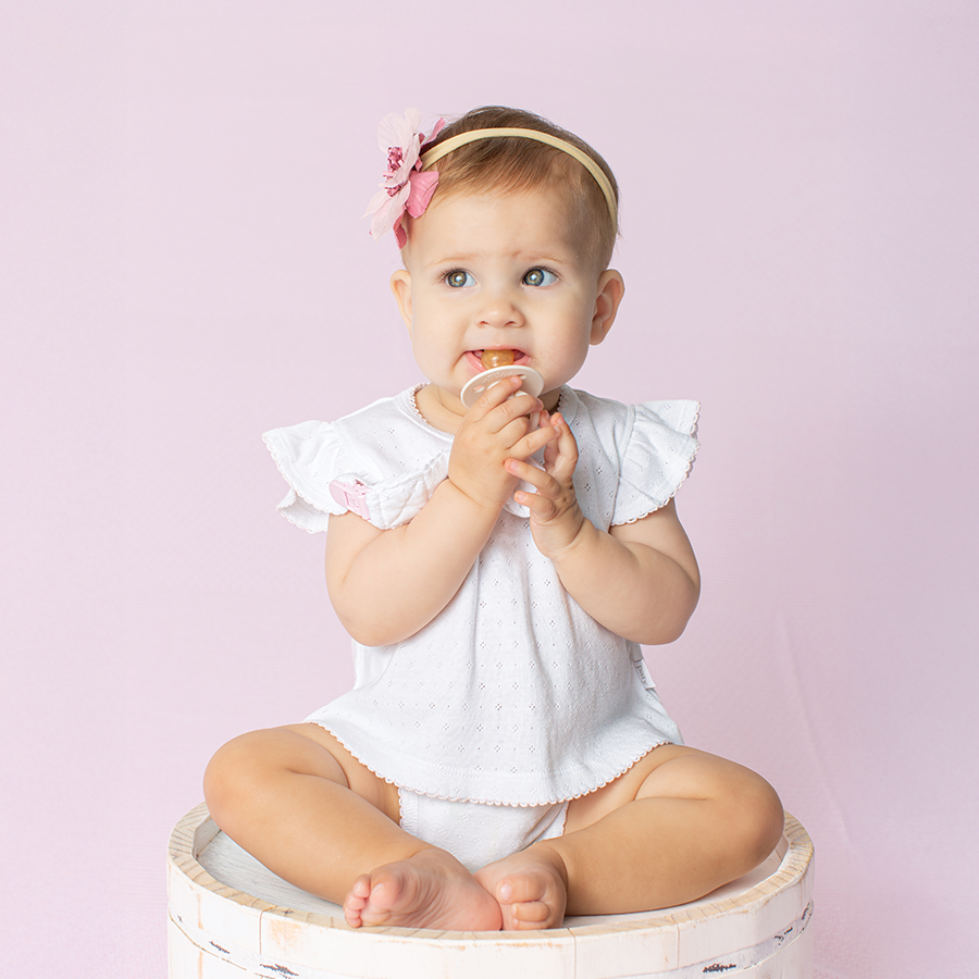 Paty Organic Cotton Pointelle Baby Girl Set with Flutter Sleeves & Bloomers