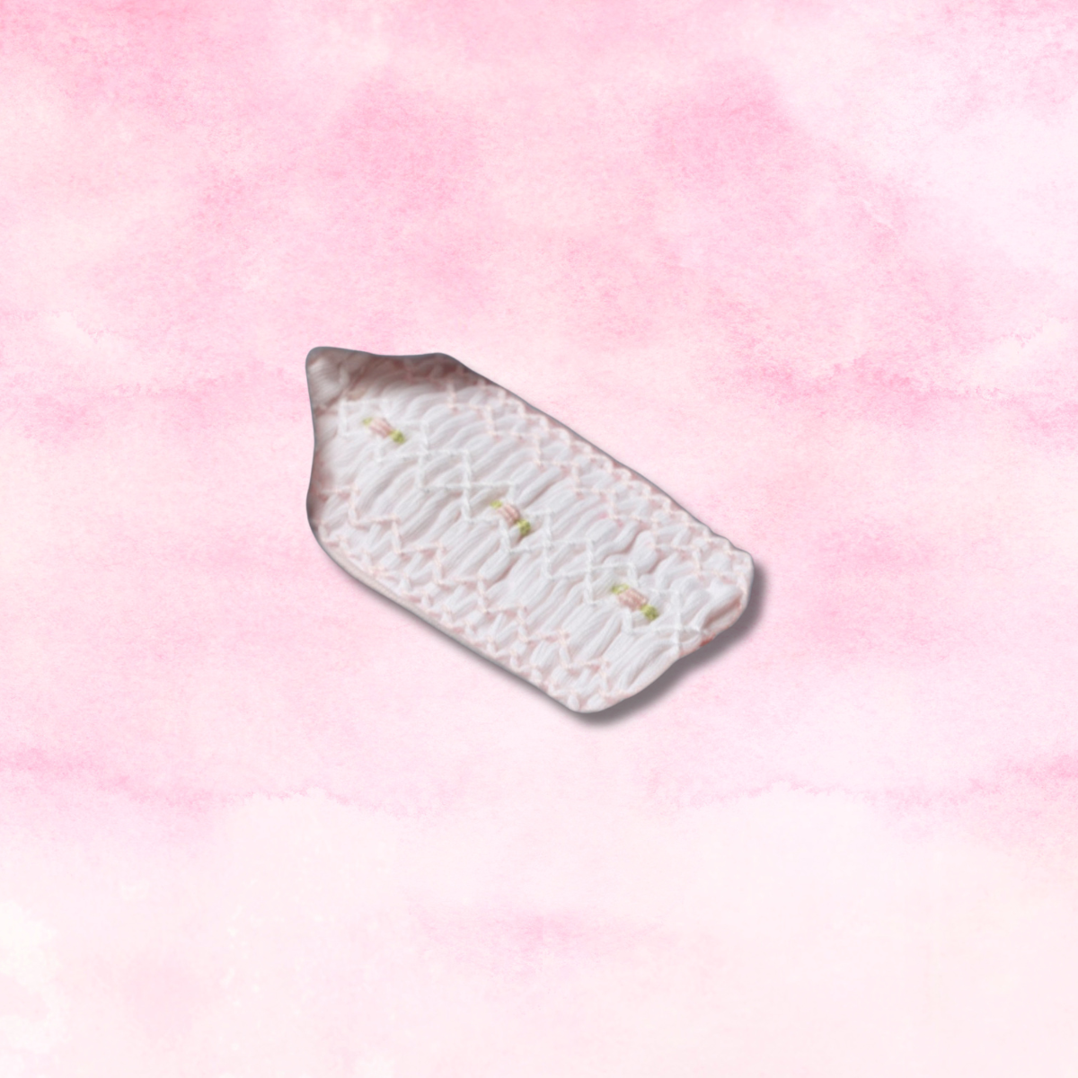 Olivia Hand Smocked Special Knit Bubble | Lt Pink/White