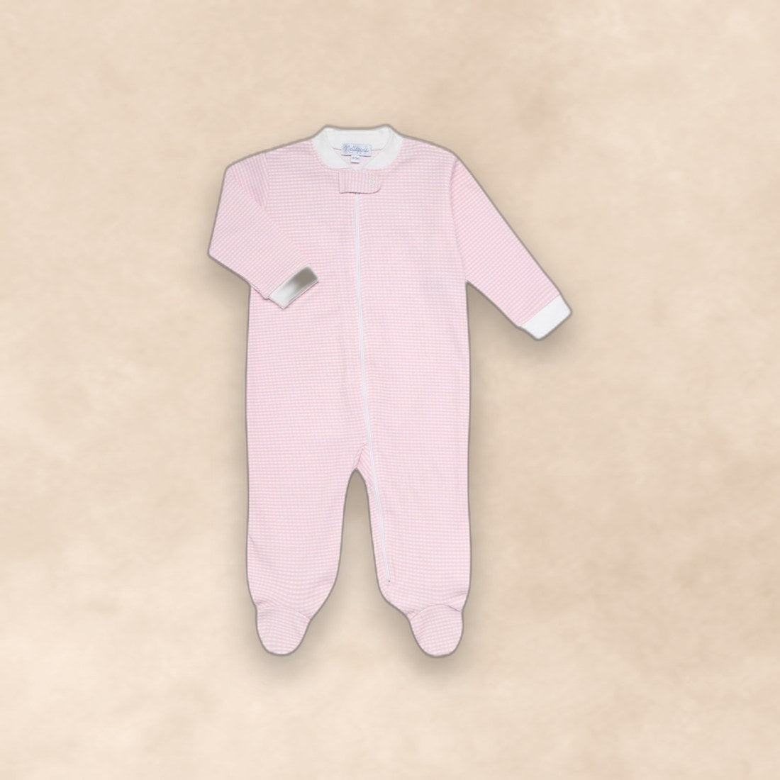 Pink Gingham Zipper Footie