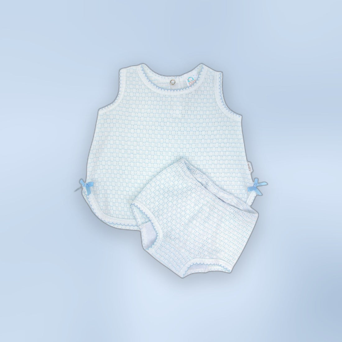 Paty Knit Pinstripe Sleeveless Diaper Set