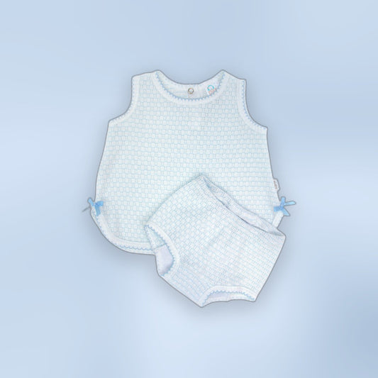 Paty Knit Pinstripe Sleeveless Diaper Set