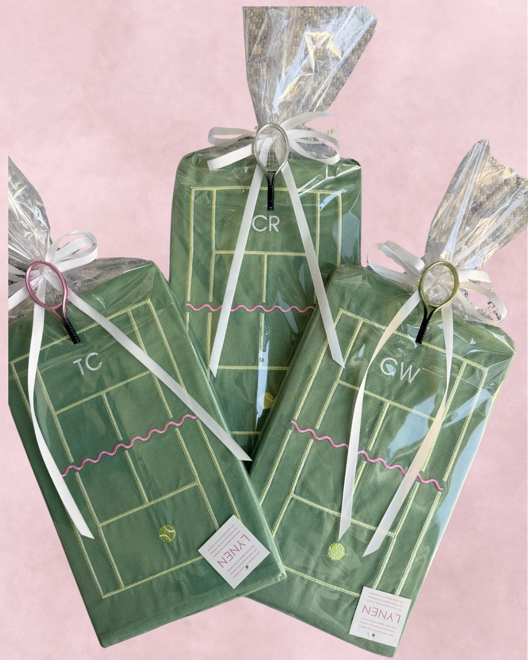 Monogrammed gifts wrapped and ready to give